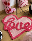 Pink Love Shaped Carpet Rug